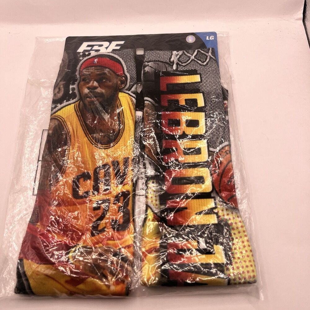 Lebron James NEW SEALED Sublimated FBF Cleveland Cavaliers Socks Size Large
